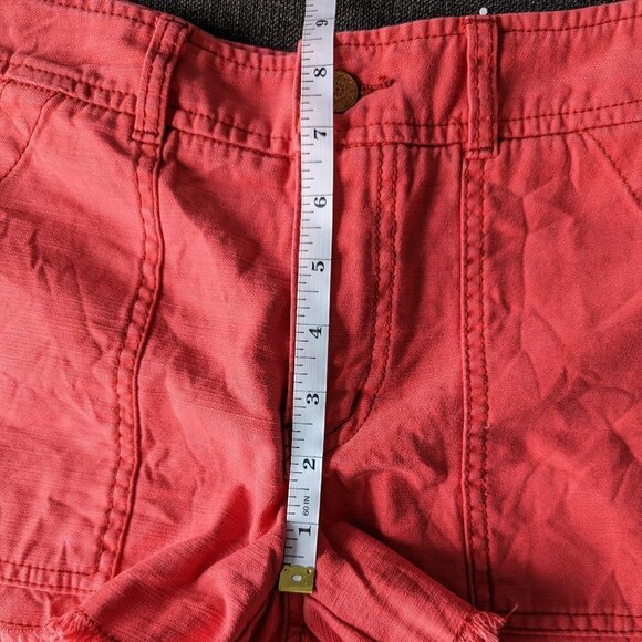 Free People Orange / Coral Cargo Shorts with Raw Hem - Picture 8 of 9